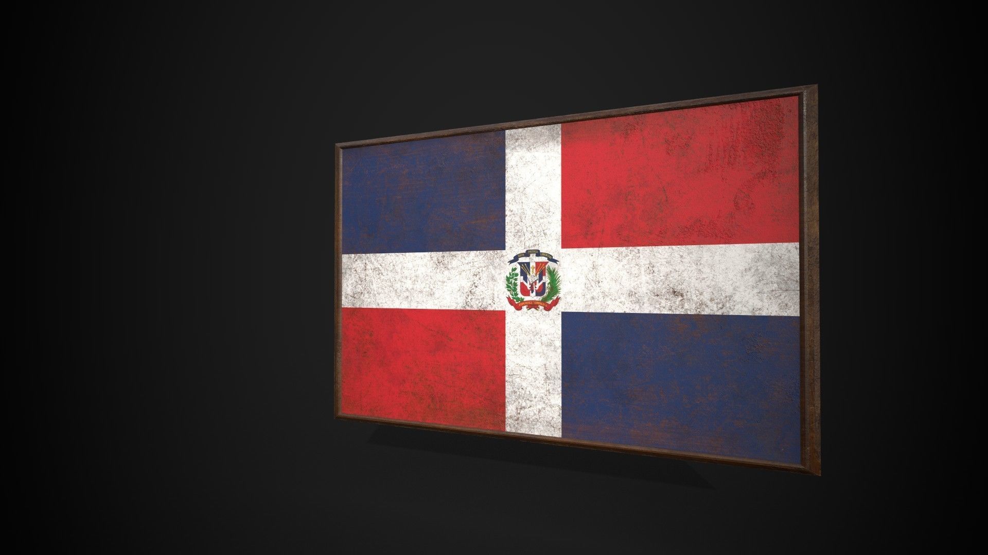 Old Picture Frame With Dominican Republic Flag - Game Ready PBR Low-poly 3D model_1