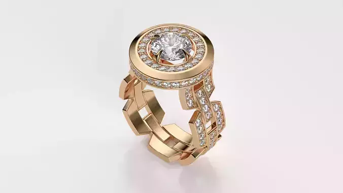 ring with gems 3D print model