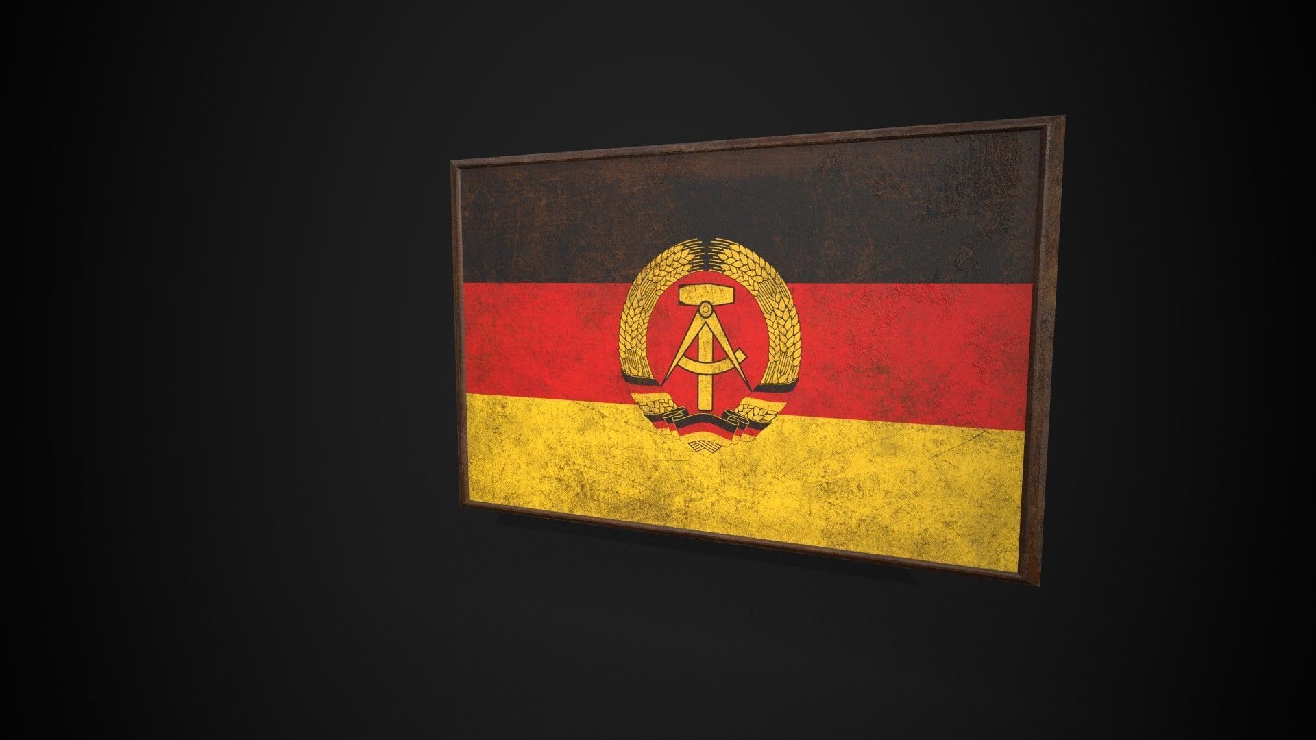 Old Picture Frame With East Germany Flag - Game Ready PBR Low-poly 3D model_2
