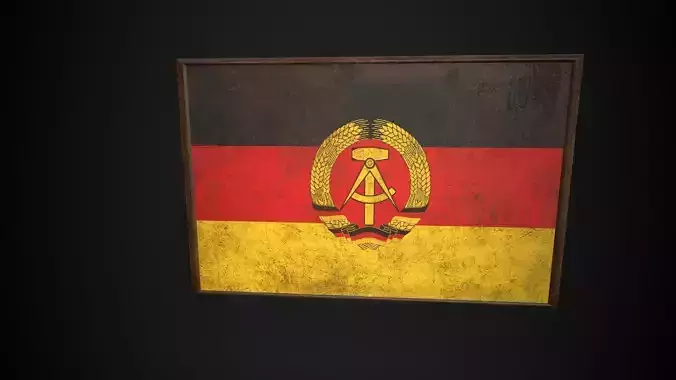 Old Picture Frame With East Germany Flag - Game Ready PBR