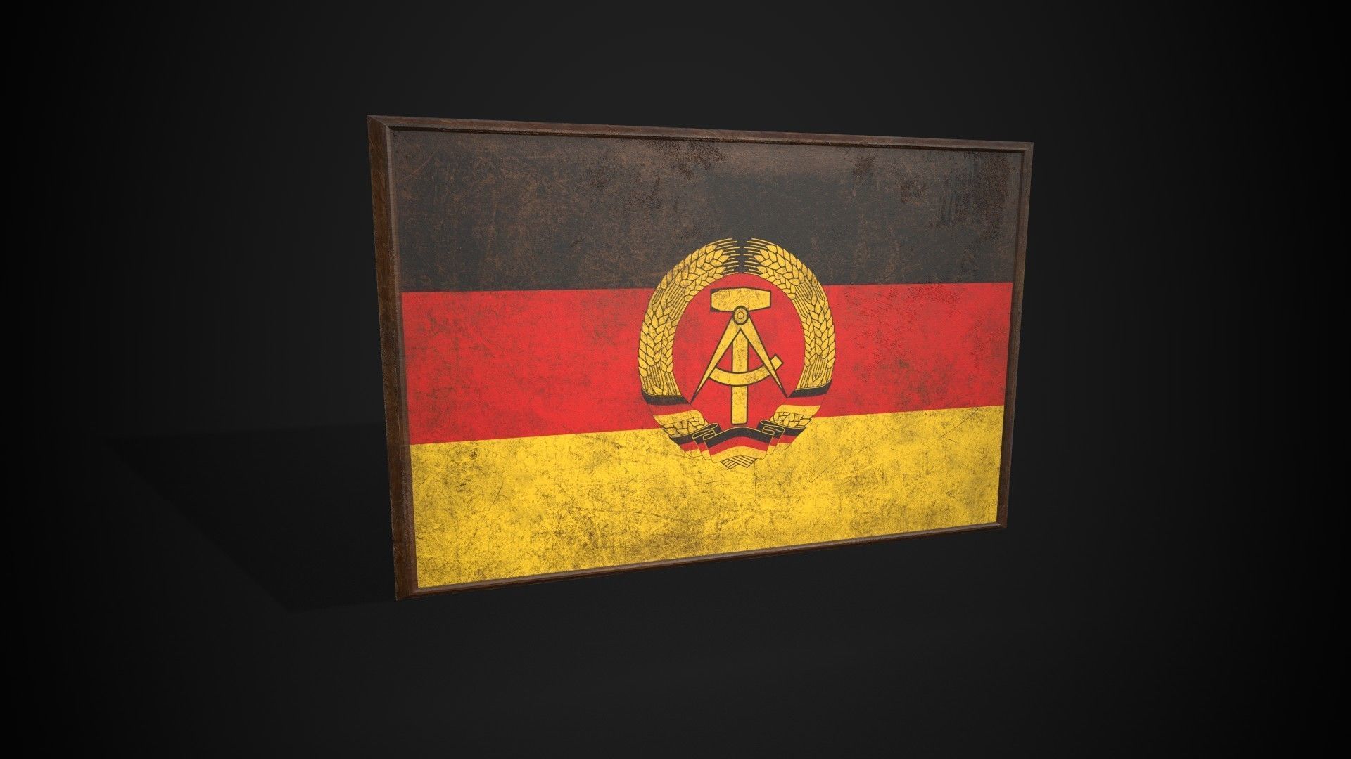 Old Picture Frame With East Germany Flag - Game Ready PBR Low-poly 3D model_3