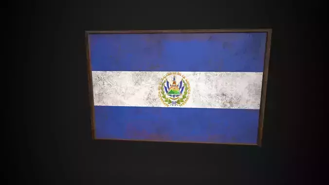 Old Picture Frame With El Salvador Flag - Game Ready PBR