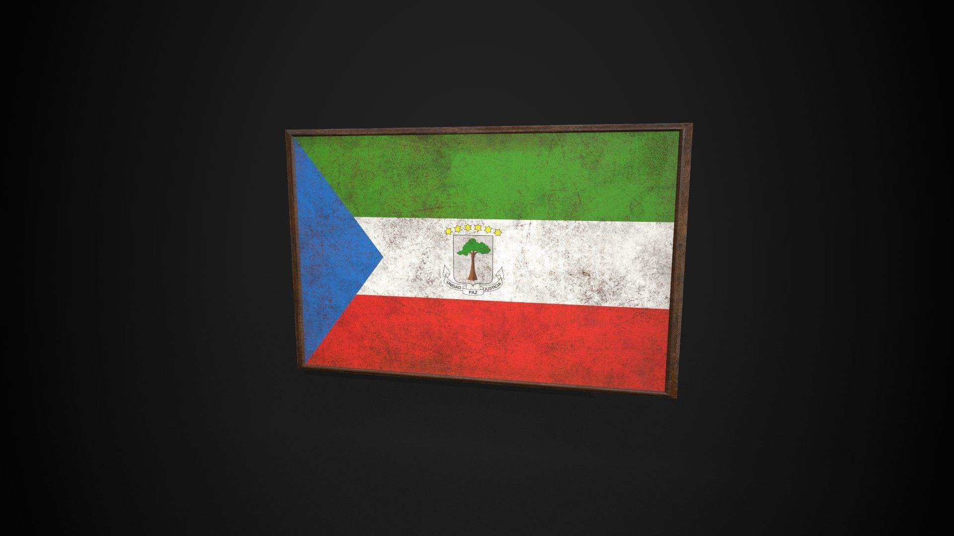 Old Picture Frame With Equatorial Guinea Flag - Game Ready PBR  Low-poly 3D model_1