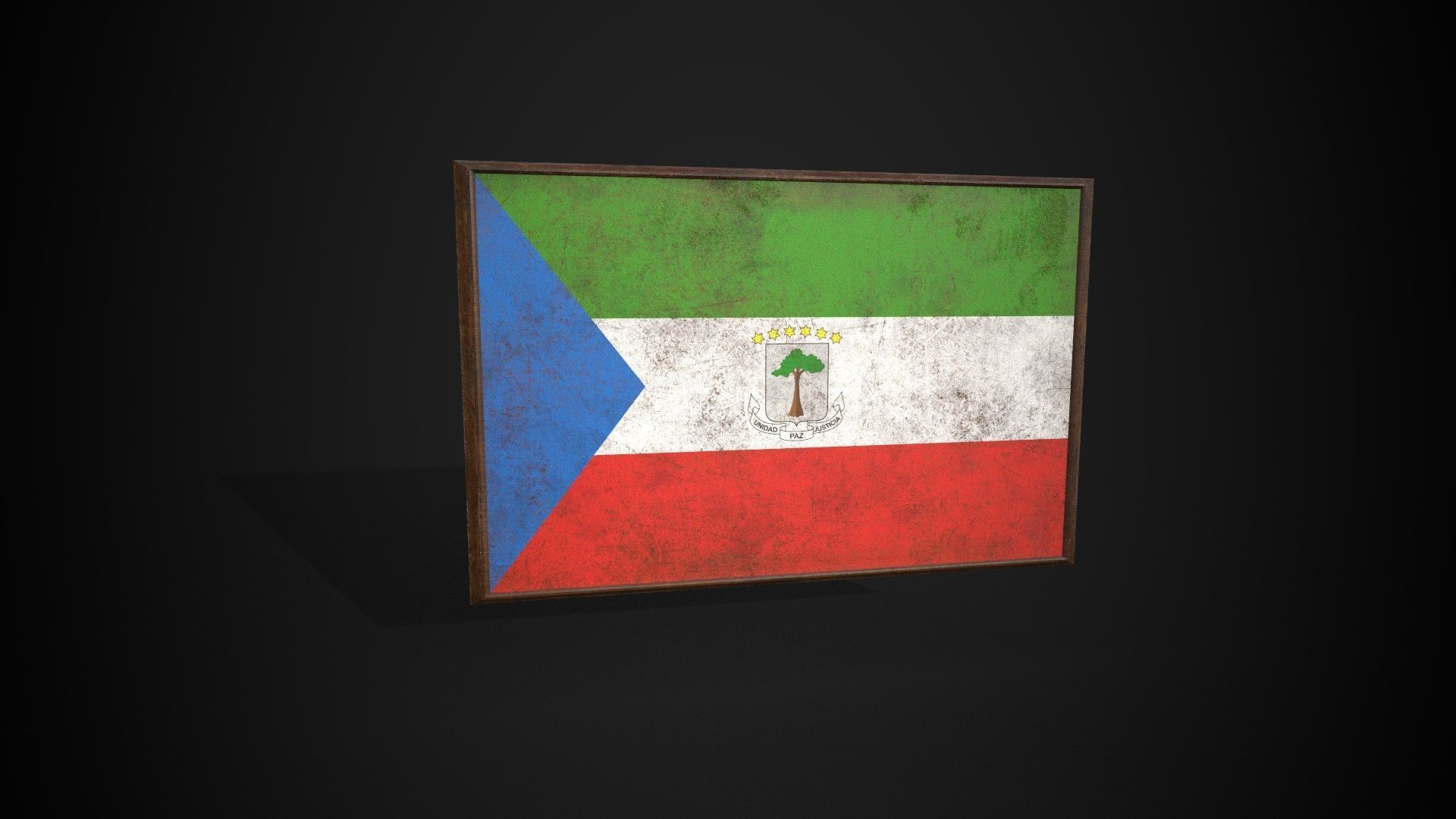 Old Picture Frame With Equatorial Guinea Flag - Game Ready PBR  Low-poly 3D model_4