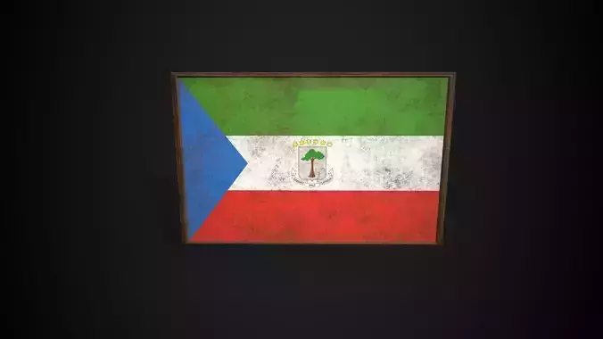 Old Picture Frame With Equatorial Guinea Flag - Game Ready PBR 