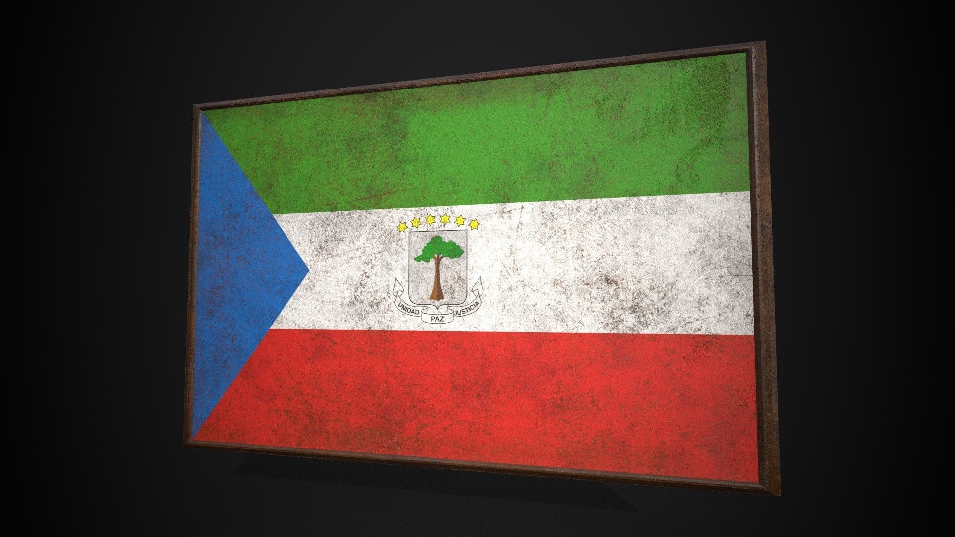 Old Picture Frame With Equatorial Guinea Flag - Game Ready PBR  Low-poly 3D model_3