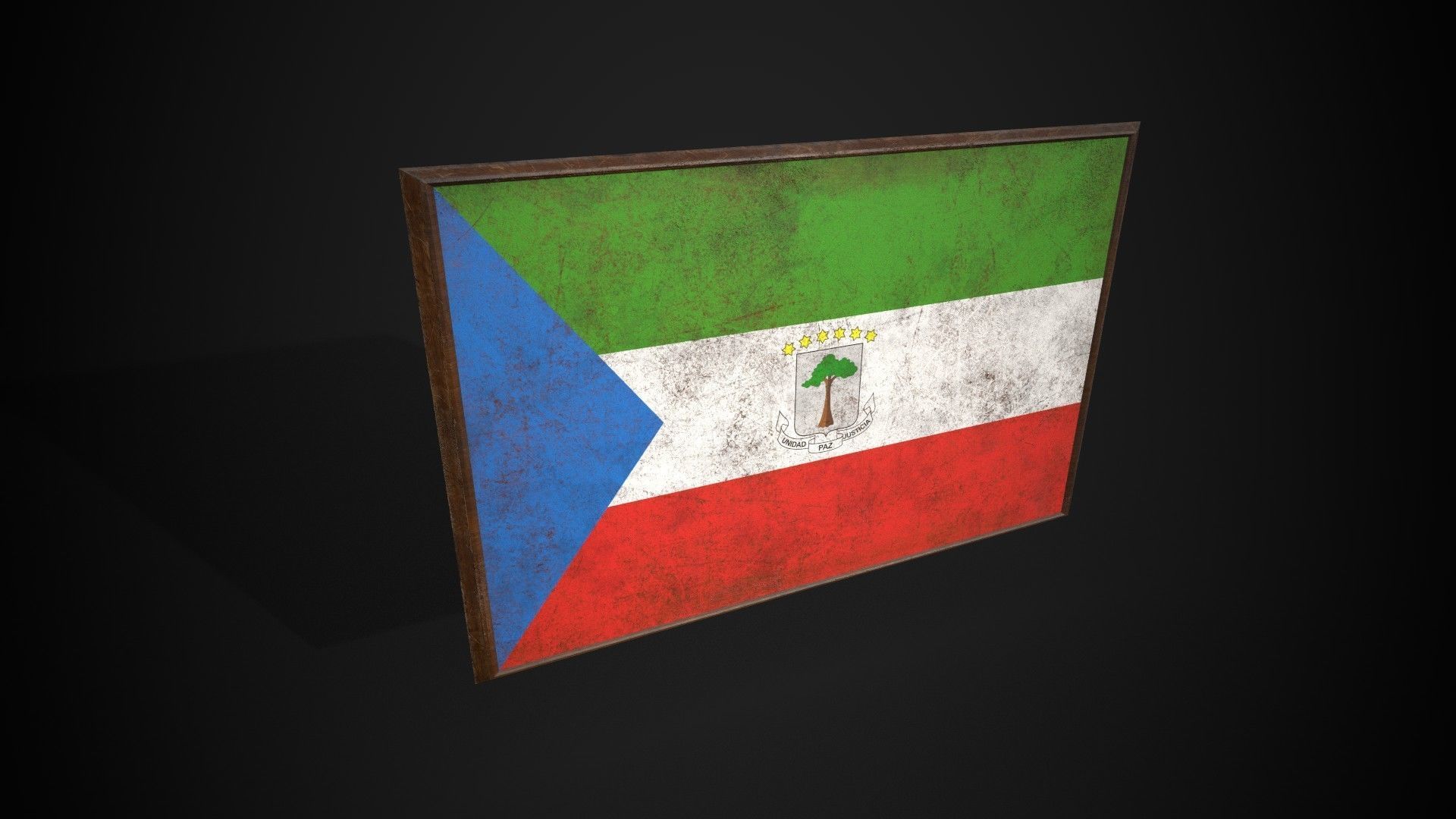 Old Picture Frame With Equatorial Guinea Flag - Game Ready PBR  Low-poly 3D model_2