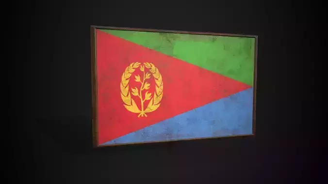 Old Picture Frame With Eritrea Flag - Game Ready PBR 