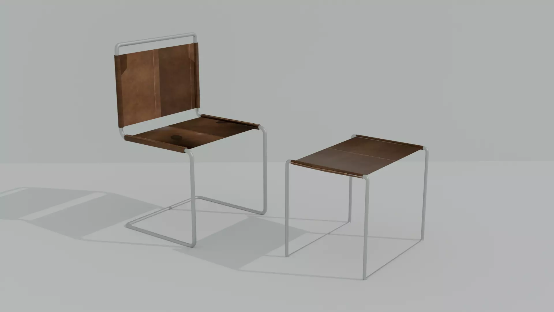 chair with cafee table 3D model_0
