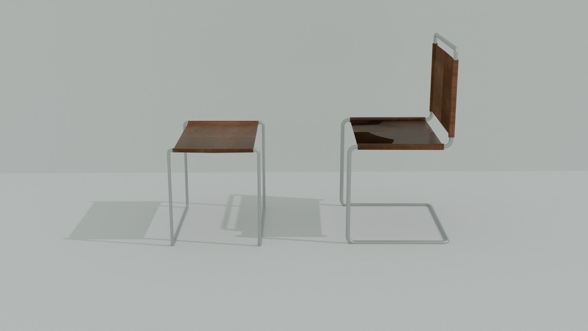 chair with cafee table 3D model_2