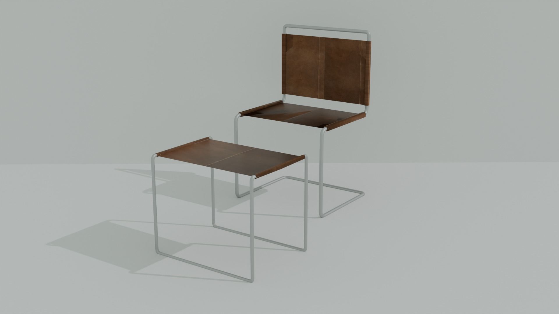 chair with cafee table 3D model_1