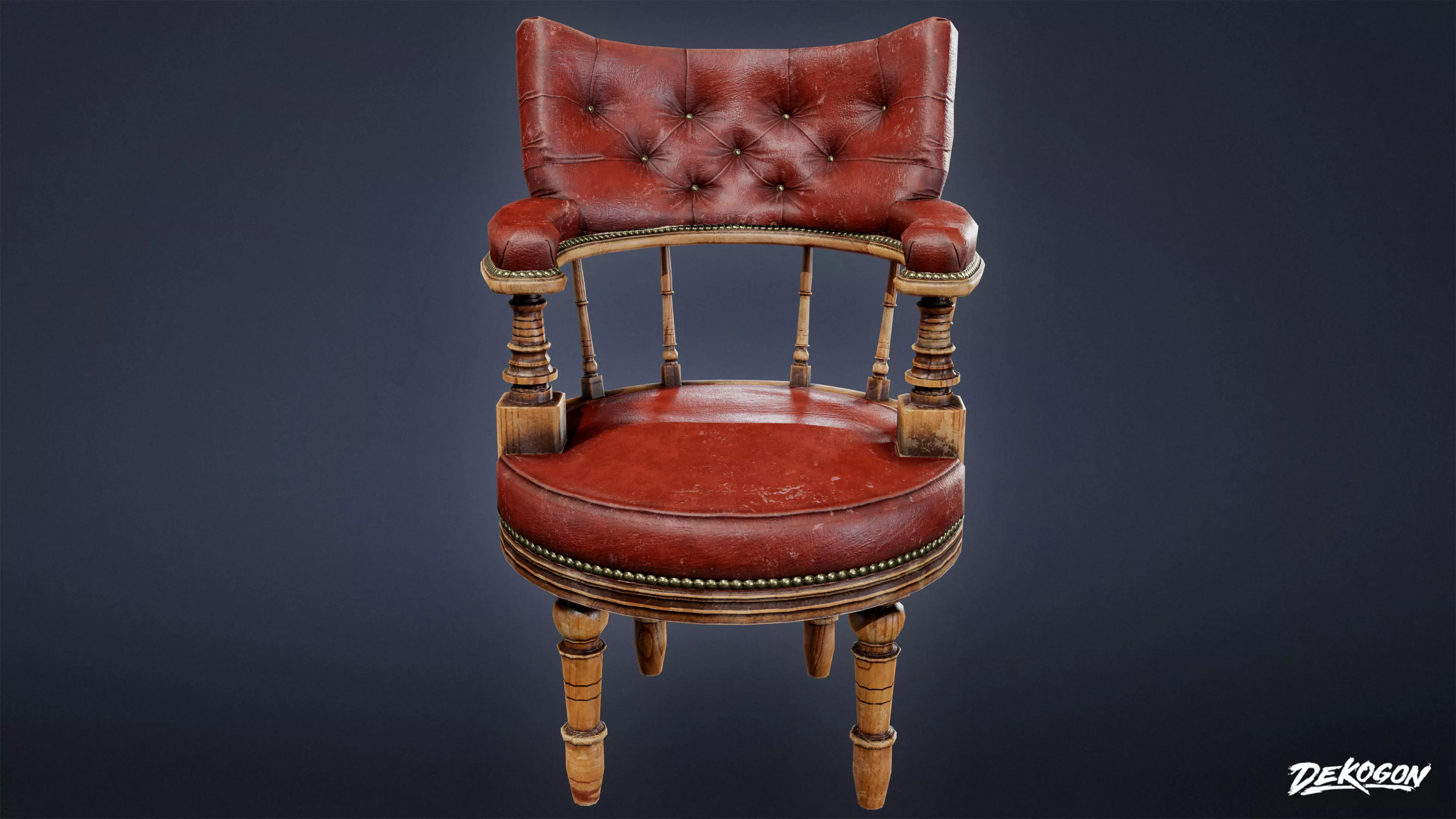 ATTIC - Antique Leather Chair 01 - LOW POLY Low-poly 3D model