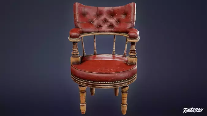 ATTIC - Antique Leather Chair 01 - LOW POLY