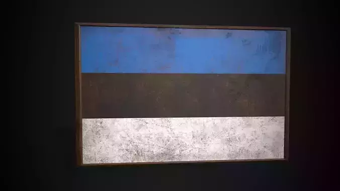 Old Picture Frame With Estonia Flag - Game Ready PBR