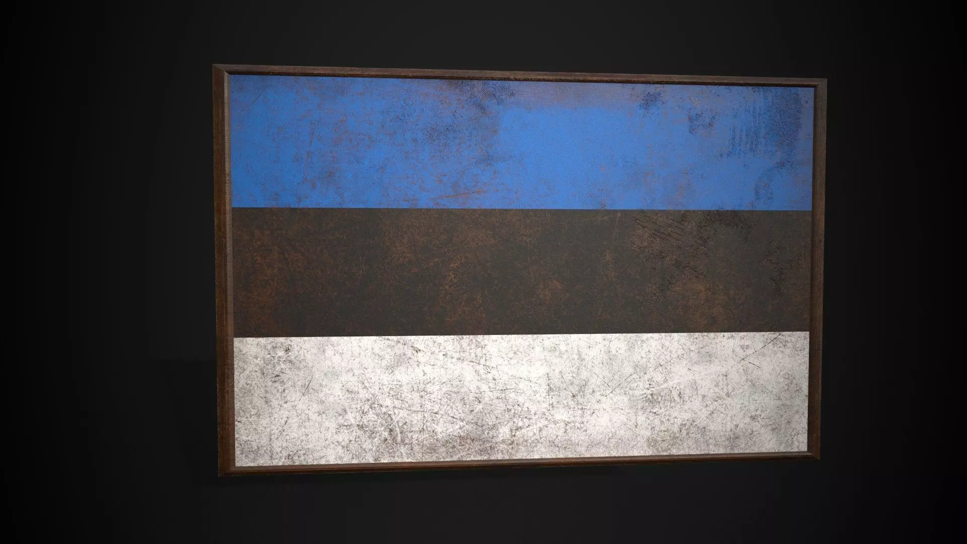 Old Picture Frame With Estonia Flag - Game Ready PBR Low-poly 3D model_0