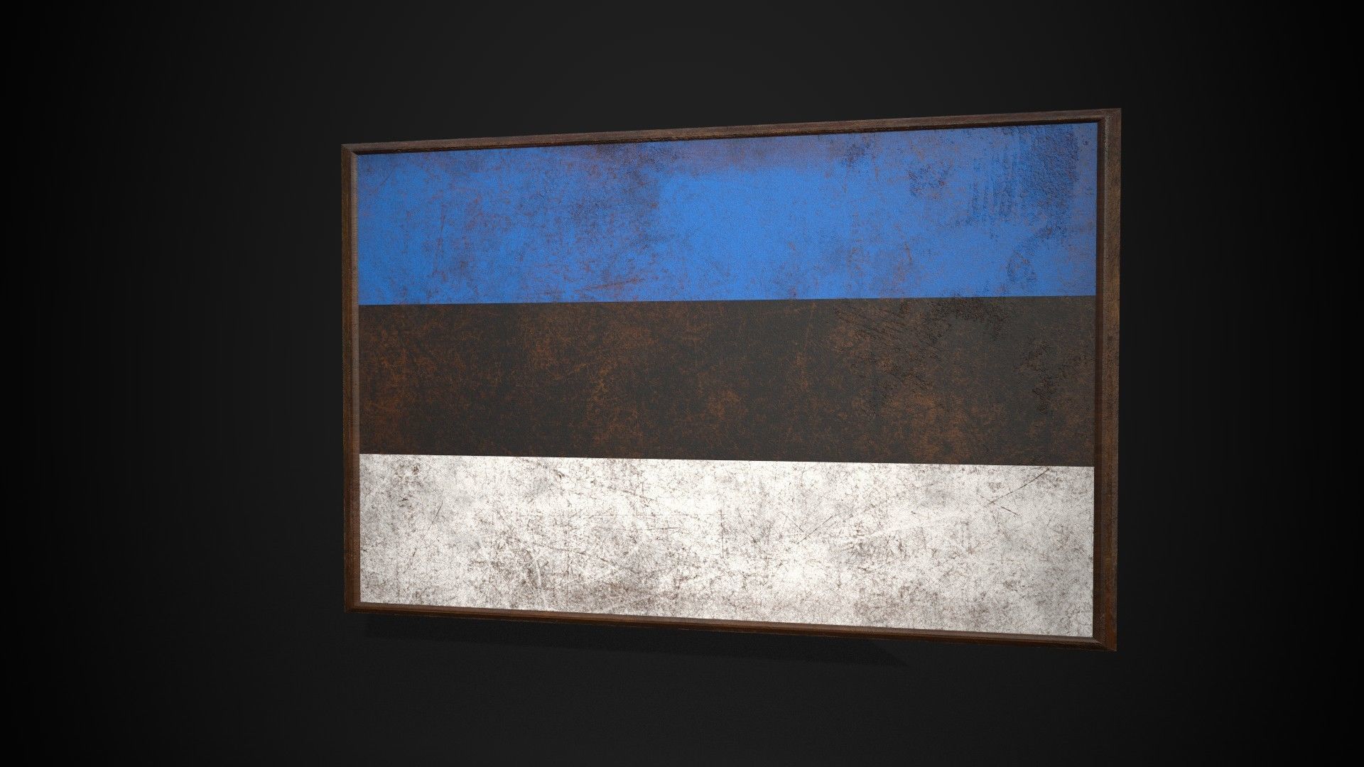 Old Picture Frame With Estonia Flag - Game Ready PBR Low-poly 3D model_1