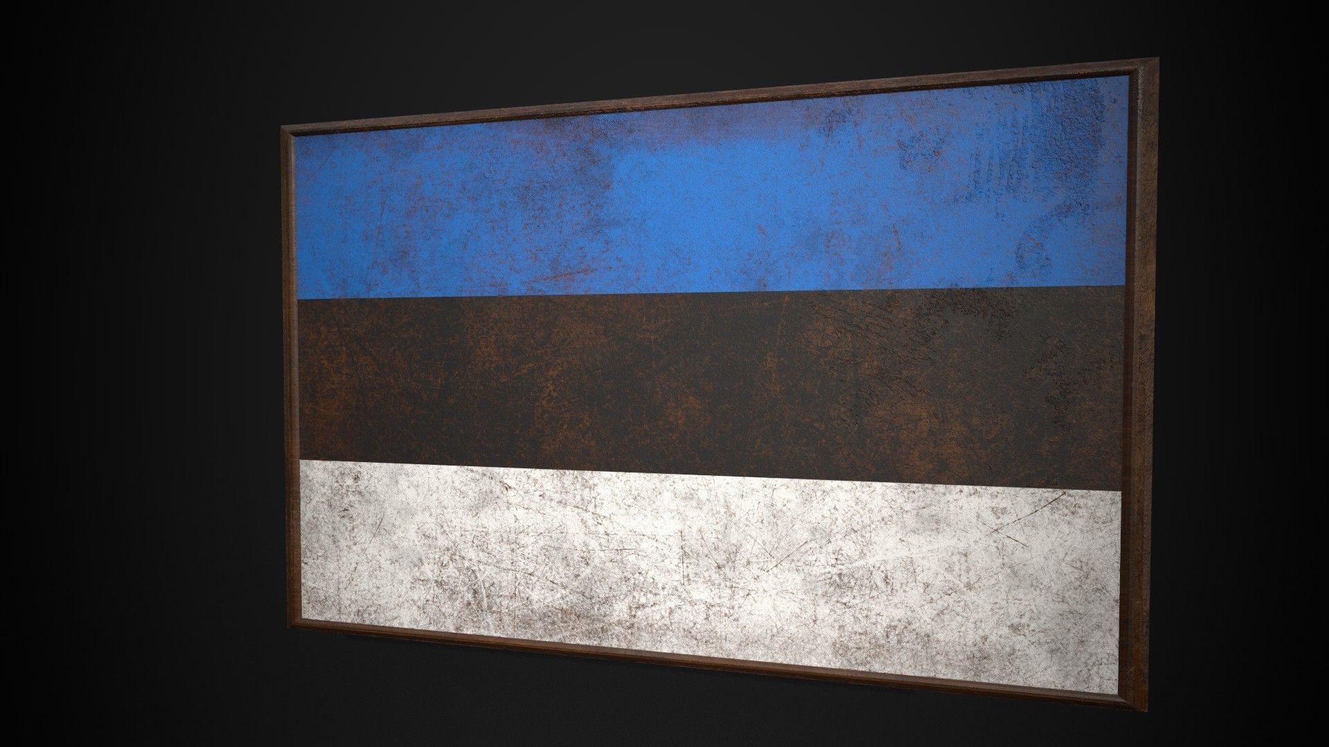 Old Picture Frame With Estonia Flag - Game Ready PBR Low-poly 3D model_3