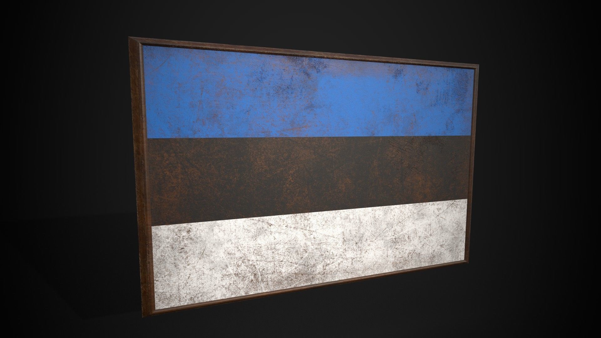 Old Picture Frame With Estonia Flag - Game Ready PBR Low-poly 3D model_4