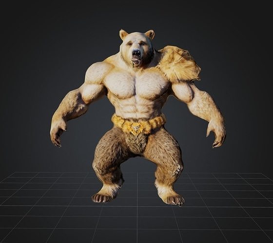 Bear warrior Game Ready FBX Low-poly 3D model Low-poly Low-poly 3D model
