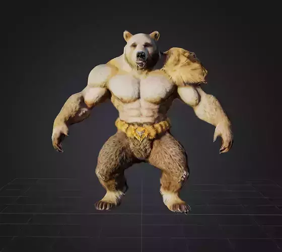 Bear warrior Game Ready FBX Low-poly 3D model Low-poly