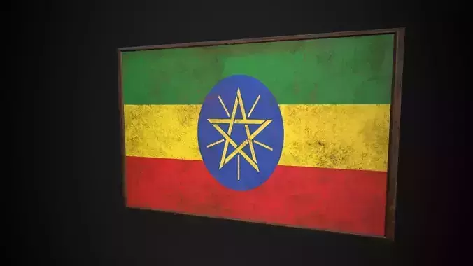 Old Picture Frame With Ethiopia Flag - Game Ready PBR
