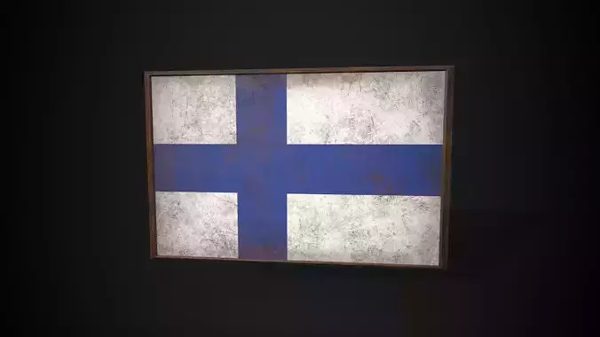 Old Picture Frame With Findland Flag - Game Ready PBR