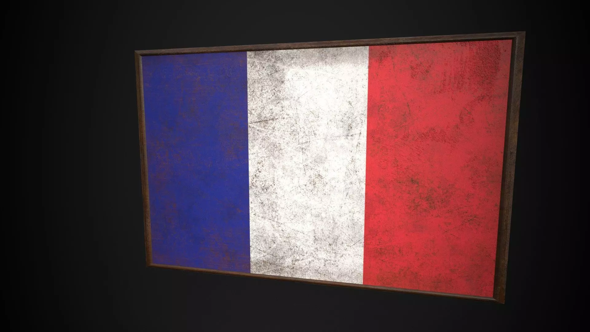 Old Picture Frame With France Flag - Game Ready PBR Low-poly 3D model_0