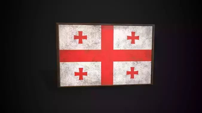 Old Picture Frame With Georgia Flag - Game Ready PBR