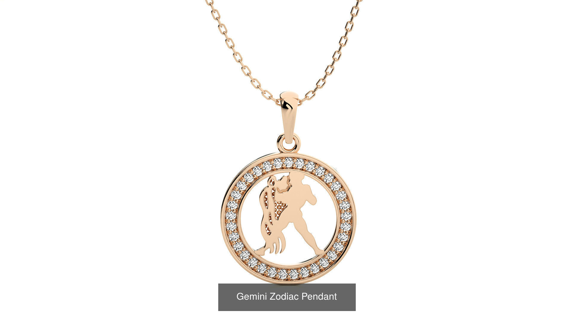 12 Zodiac Astro Horoscope Pendant Necklace  3D Model Collection_9