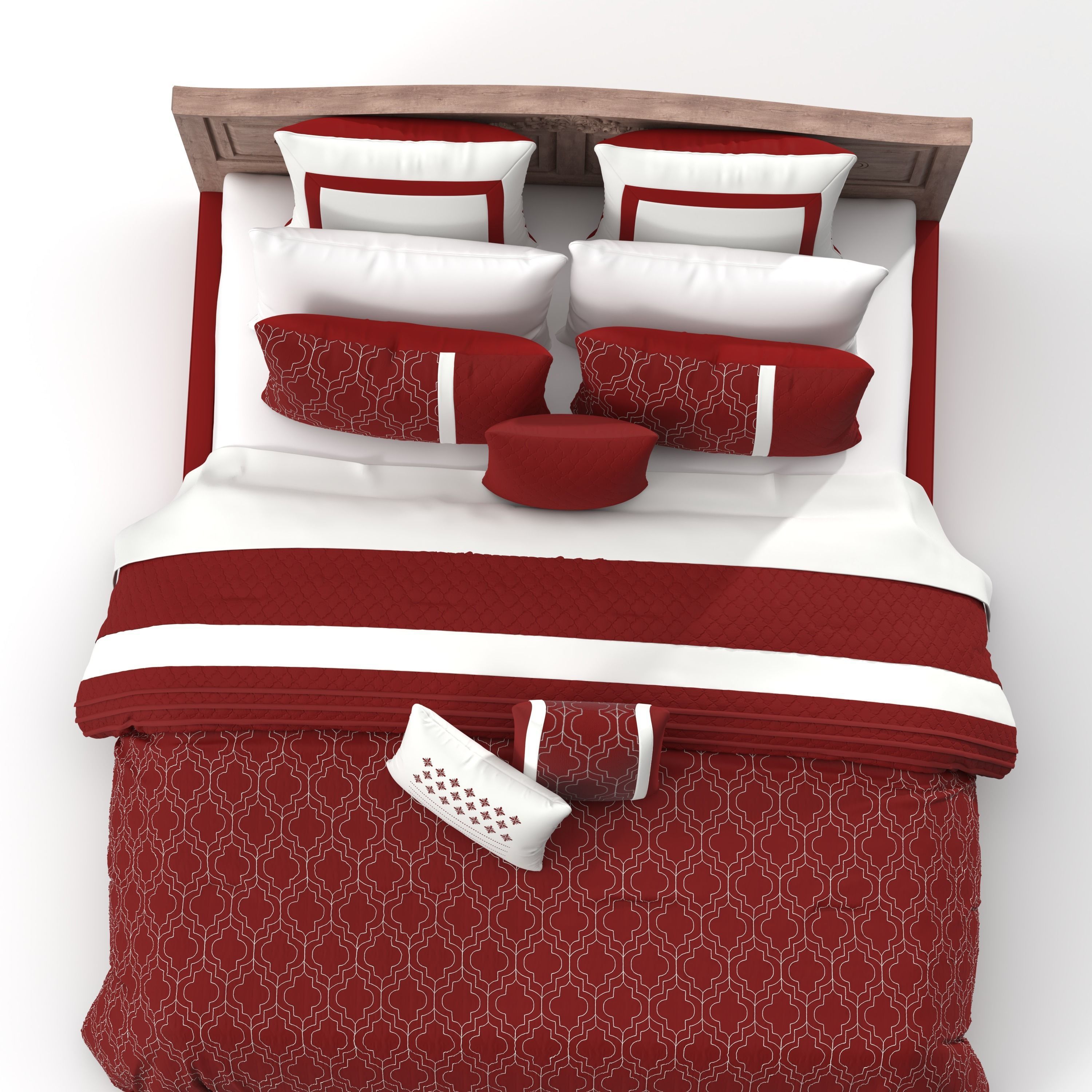 Bed With Pillow 3D model_4