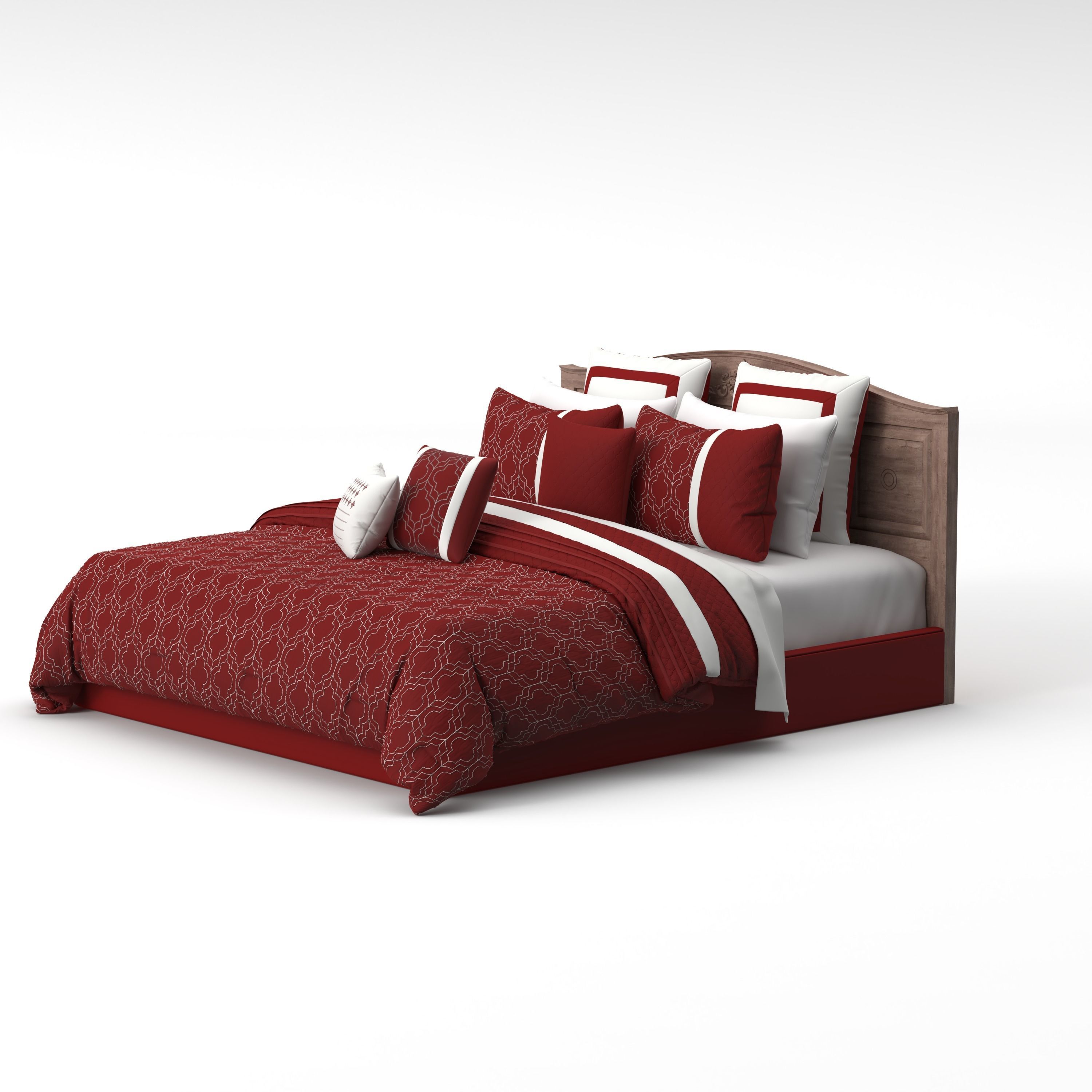 Bed With Pillow 3D model_5