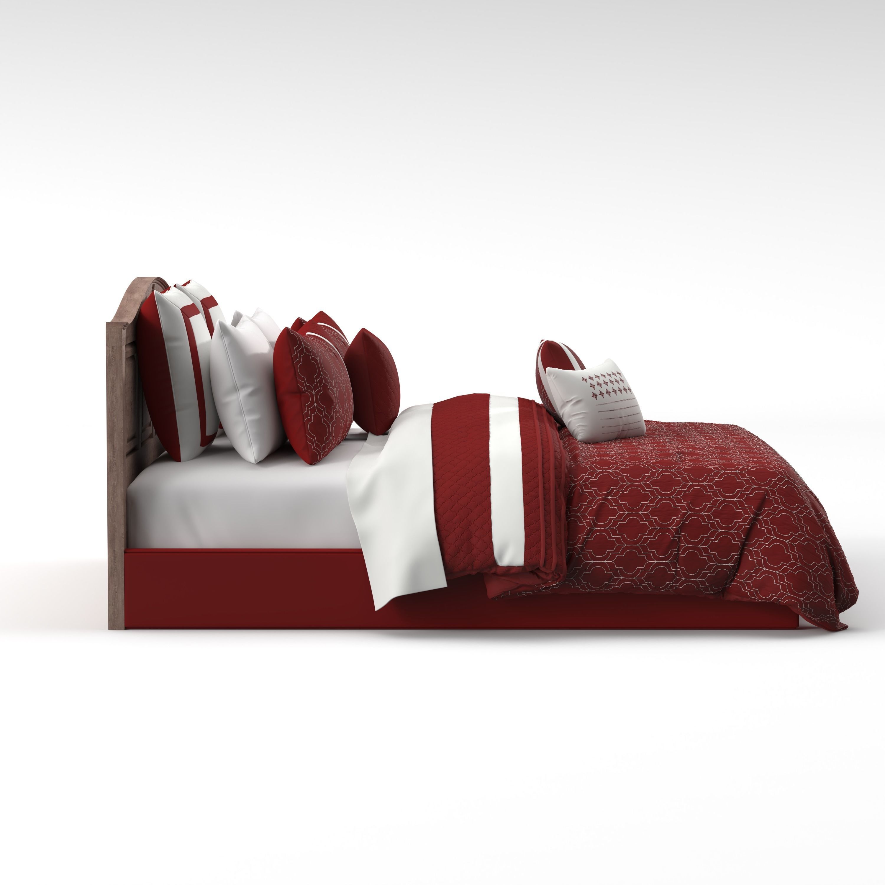 Bed With Pillow 3D model_3