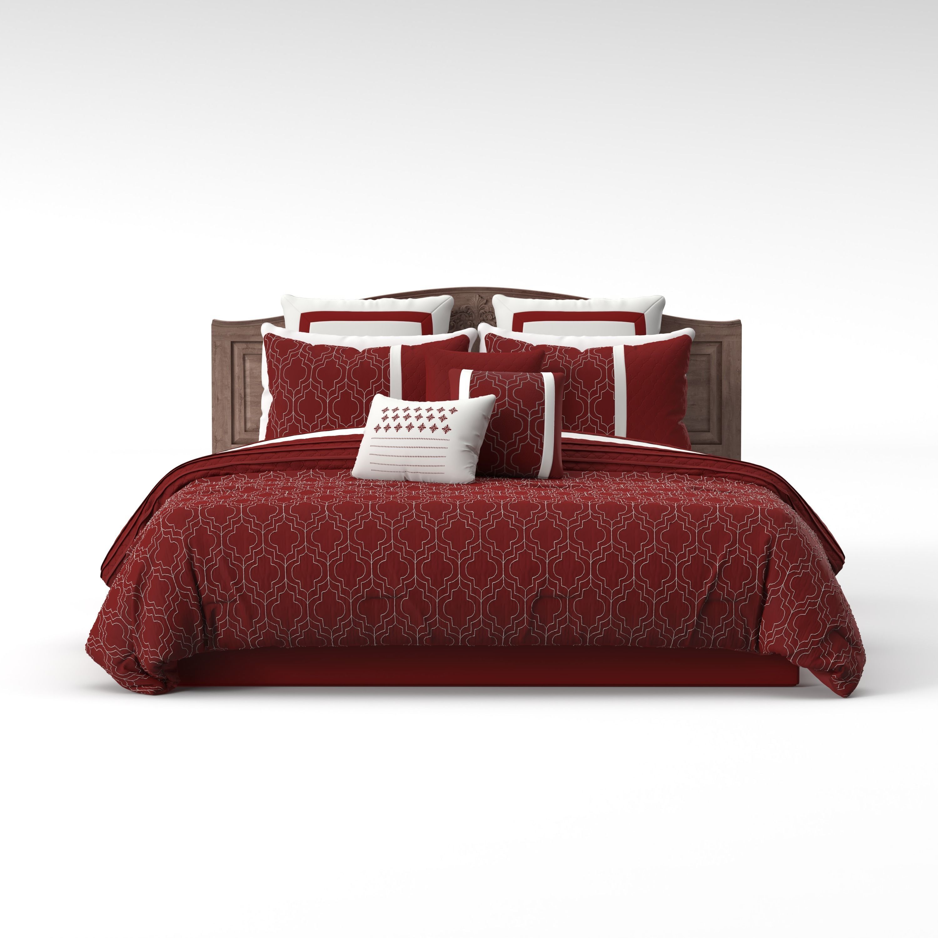 Bed With Pillow 3D model_2