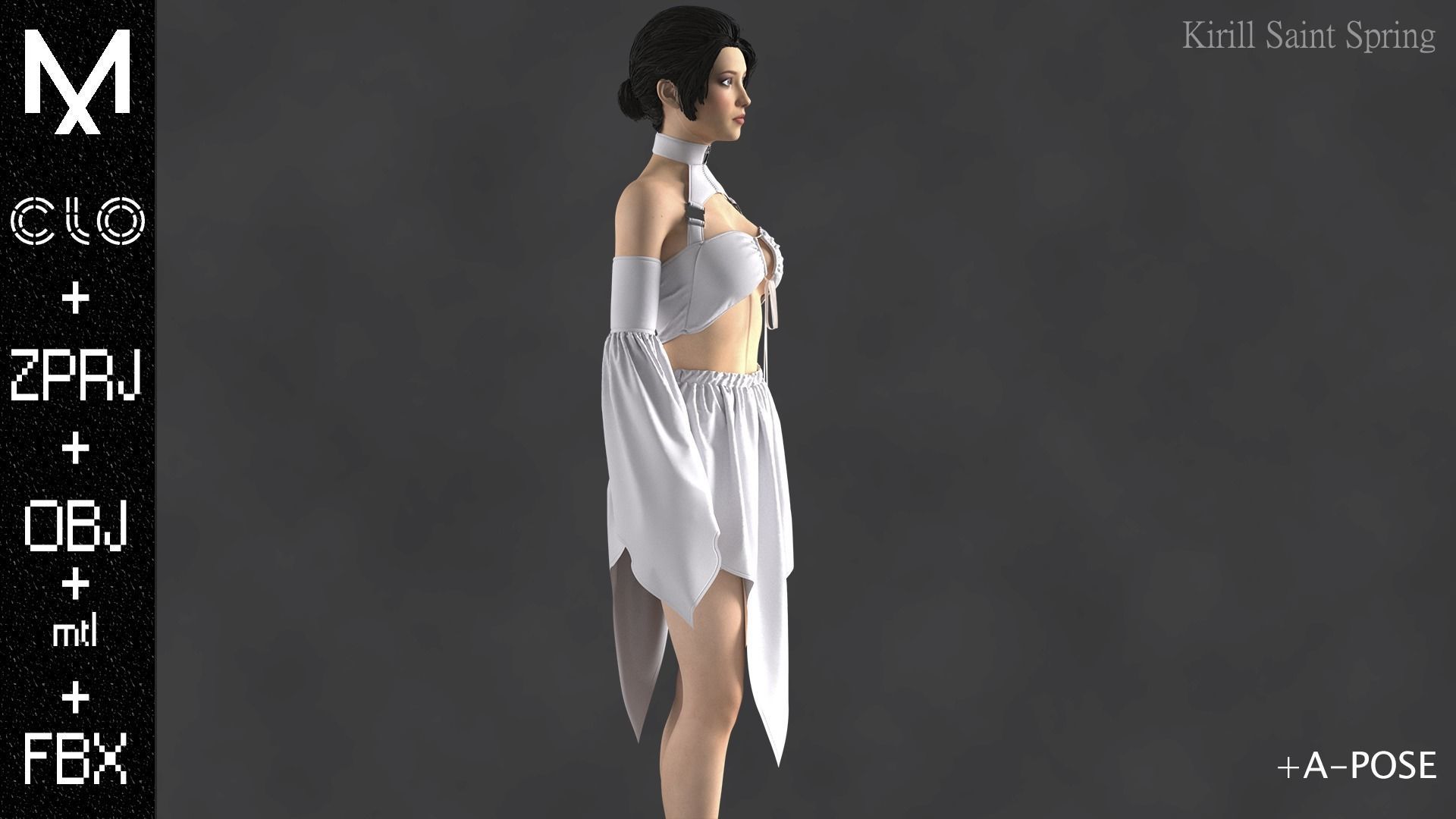 OUTFIT FEMALE Marvelous designer Clo3d OBJ mtl FBX ZPRJ 3D model_7