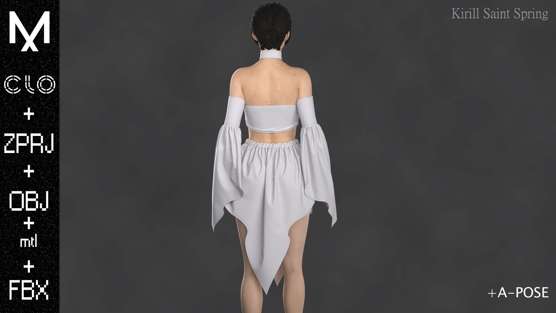 OUTFIT FEMALE Marvelous designer Clo3d OBJ mtl FBX ZPRJ 3D model_6