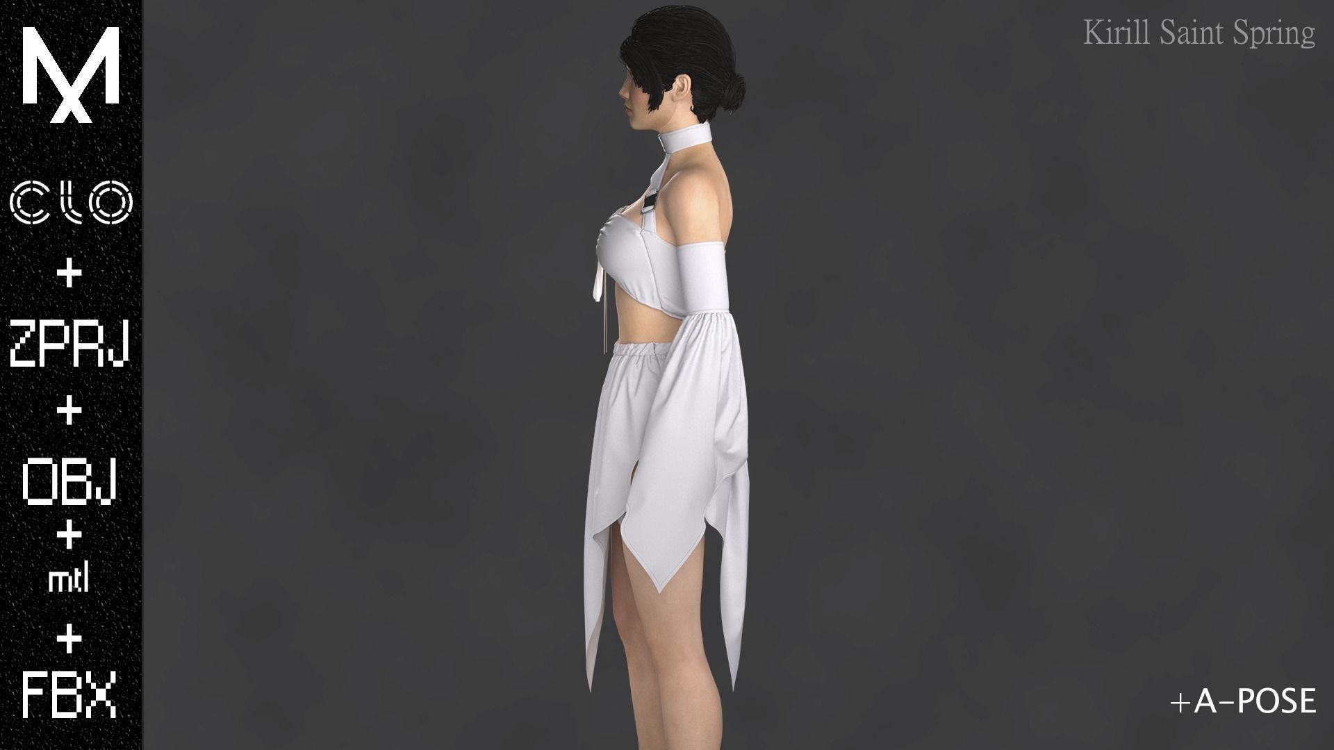 OUTFIT FEMALE Marvelous designer Clo3d OBJ mtl FBX ZPRJ 3D model_5