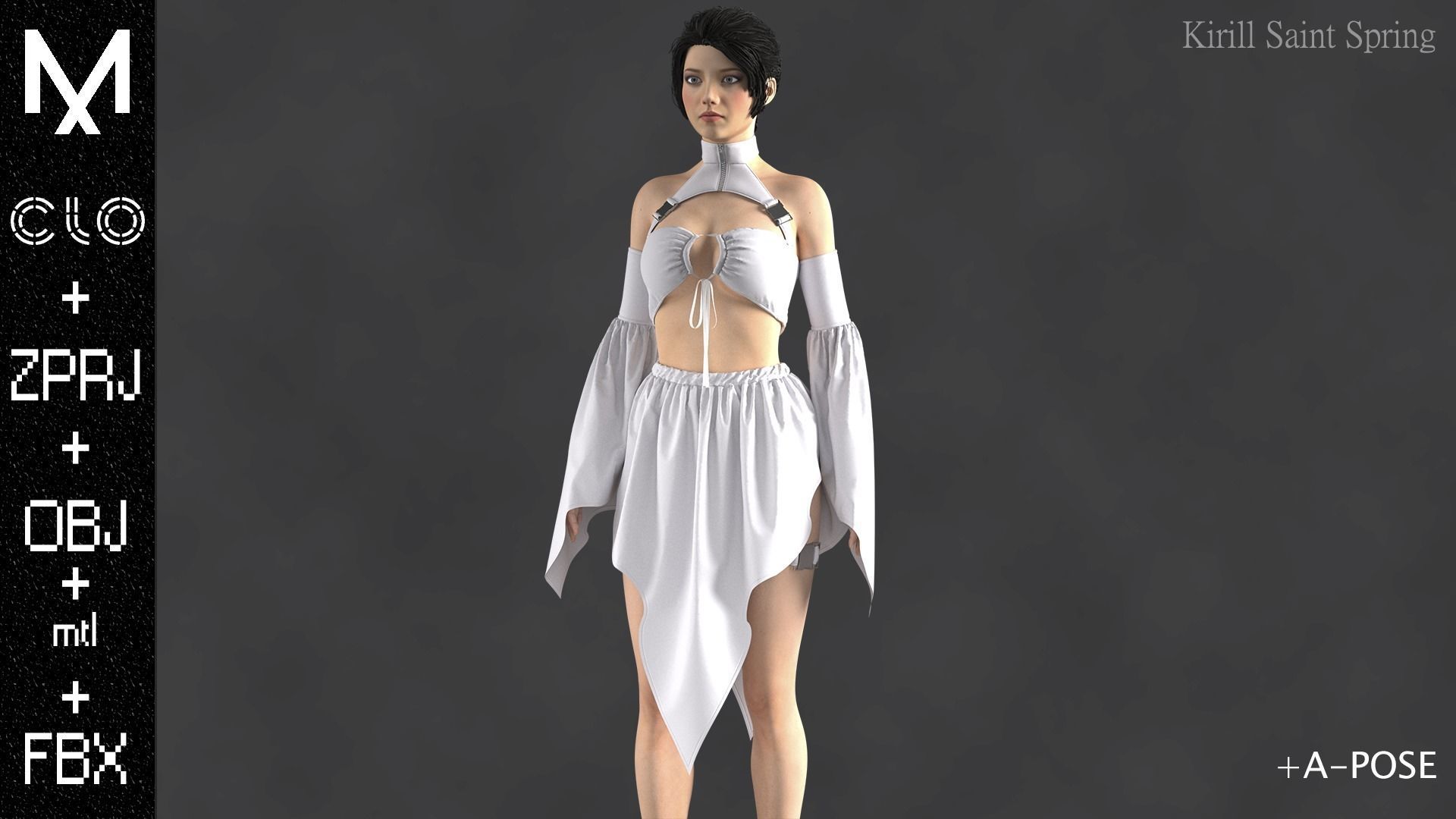 OUTFIT FEMALE Marvelous designer Clo3d OBJ mtl FBX ZPRJ 3D model_3