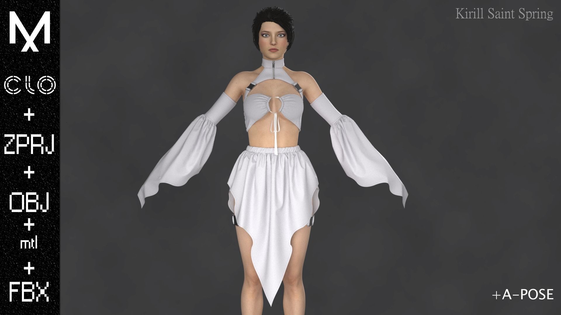 OUTFIT FEMALE Marvelous designer Clo3d OBJ mtl FBX ZPRJ 3D model_8
