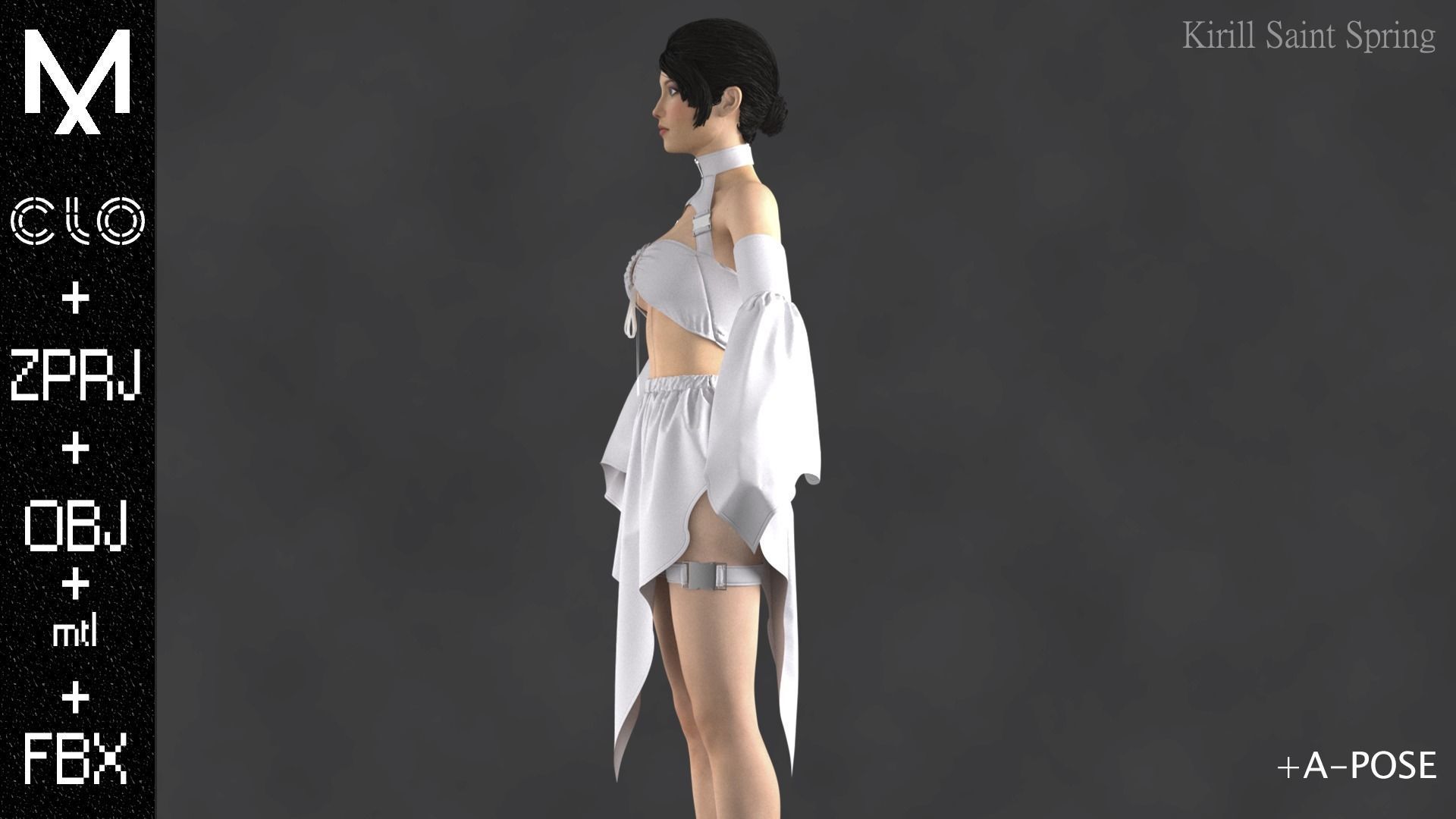 OUTFIT FEMALE Marvelous designer Clo3d OBJ mtl FBX ZPRJ 3D model_9