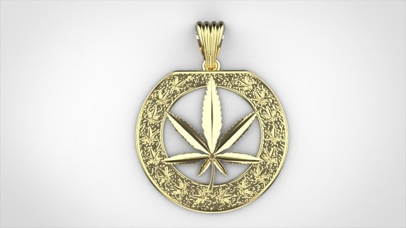 Cannabis leaf marijuana hemp ganja Pendant Necklace Jewelry 3D print model_29