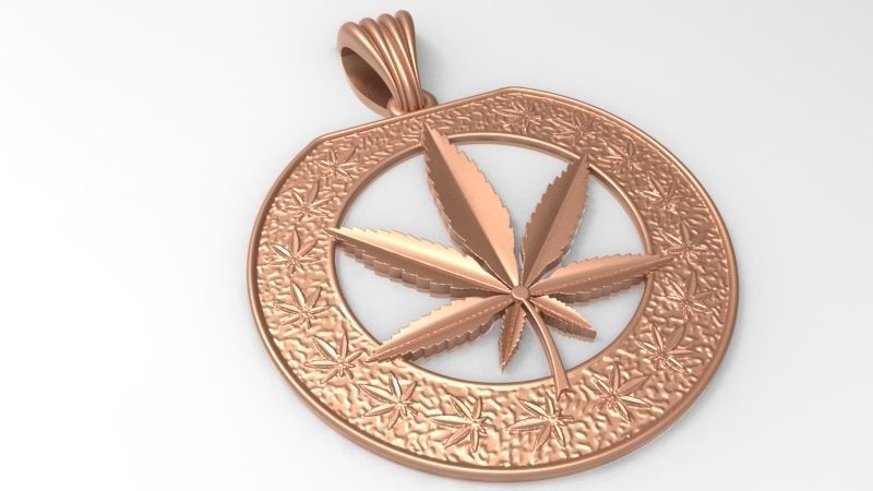Cannabis leaf marijuana hemp ganja Pendant Necklace Jewelry 3D print model_1