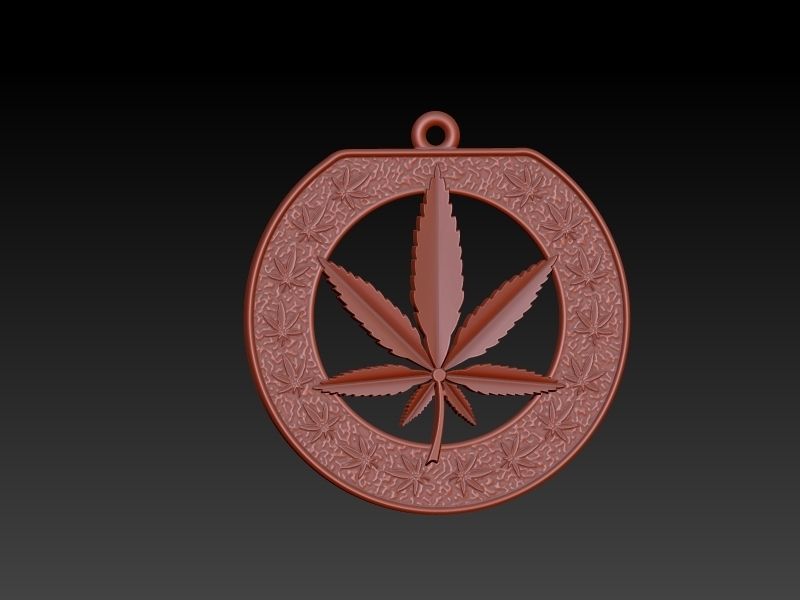 Cannabis leaf marijuana hemp ganja Pendant Necklace Jewelry 3D print model_10