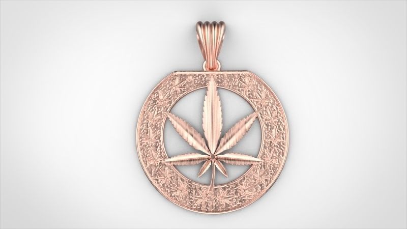 Cannabis leaf marijuana hemp ganja Pendant Necklace Jewelry 3D print model_32