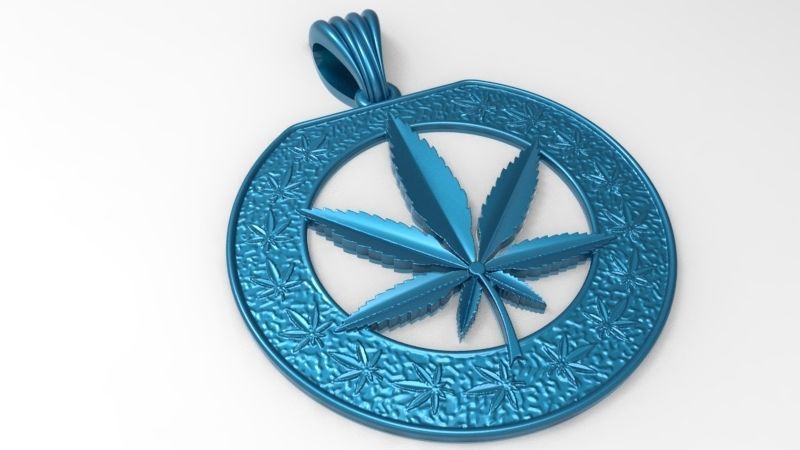 Cannabis leaf marijuana hemp ganja Pendant Necklace Jewelry 3D print model_3