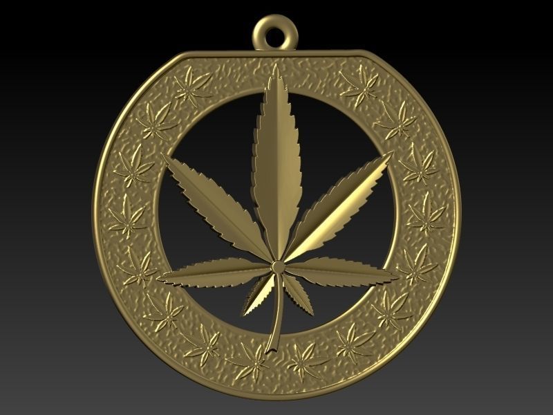 Cannabis leaf marijuana hemp ganja Pendant Necklace Jewelry 3D print model_12