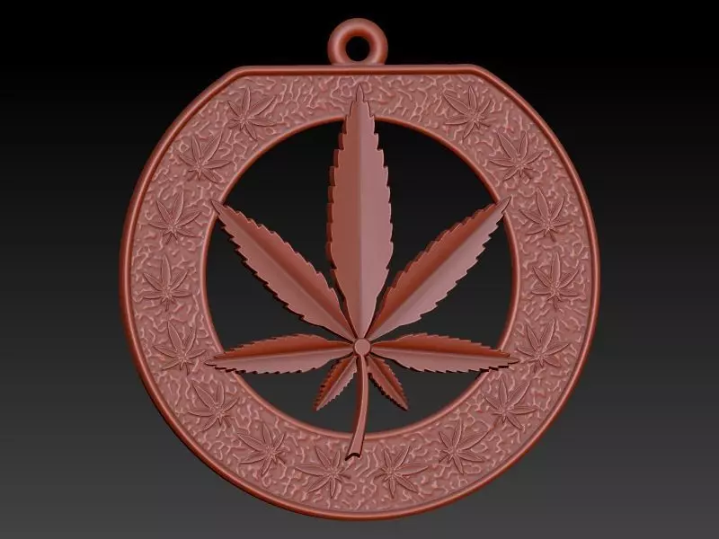 Cannabis leaf marijuana hemp ganja Pendant Necklace Jewelry 3D print model_0