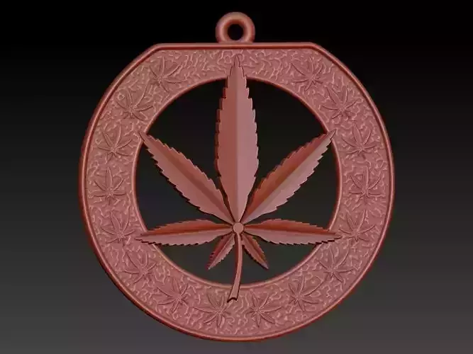 Cannabis leaf marijuana hemp ganja Pendant Necklace Jewelry 3D print model