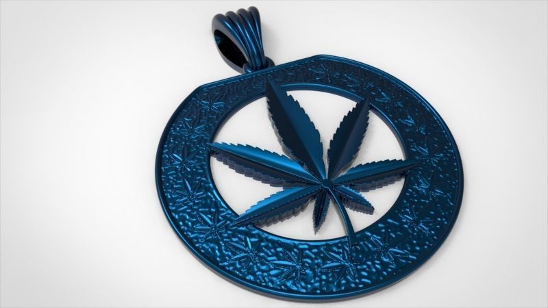 Cannabis leaf marijuana hemp ganja Pendant Necklace Jewelry 3D print model_22
