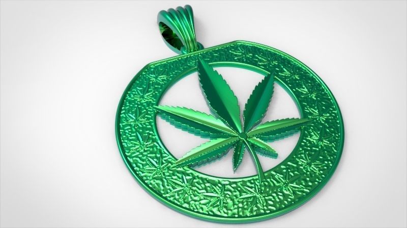 Cannabis leaf marijuana hemp ganja Pendant Necklace Jewelry 3D print model_21