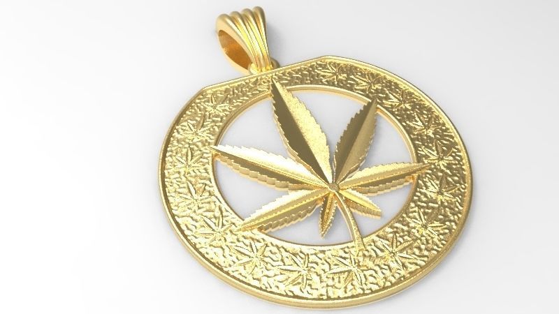 Cannabis leaf marijuana hemp ganja Pendant Necklace Jewelry 3D print model_2